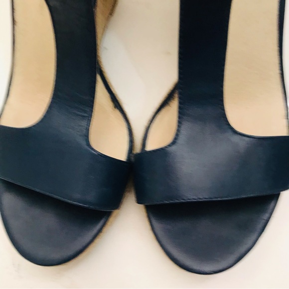 MICHAEL Michael Kors Sandals Navy Leather Espadrille Wedge Size 7 NIB - Picture 9 of 15